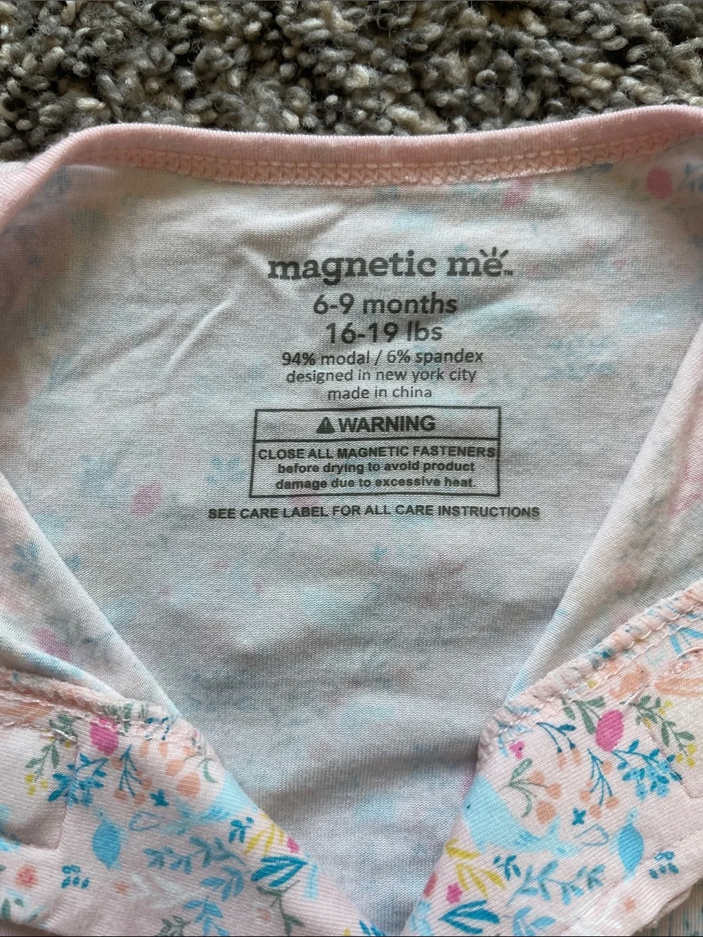 Magnetic Me Pink Floral Ruffle-Front Footed Pajama - Size 6-9 months